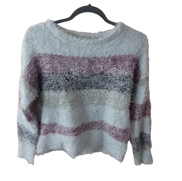 Wild Fable Fuzzy Stripes Crop Top Sweater - Picture 2 of 7